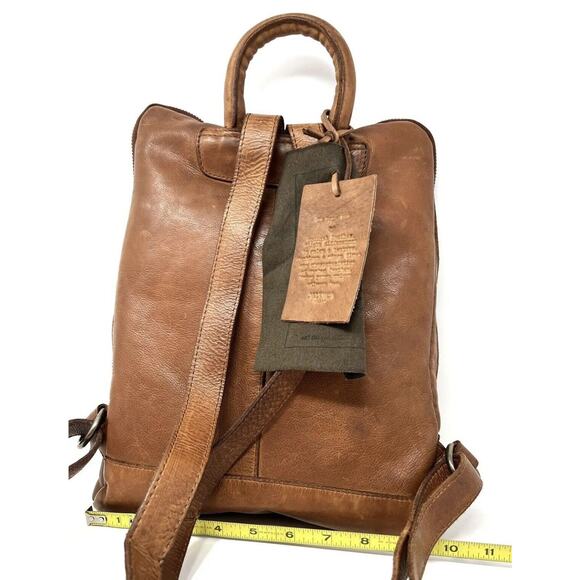 Vilenca Holland Backpack Distressed Leather Woven Braided TK48 Cognac Brown NWT main image 4